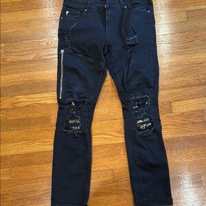 Men's Black Distressed Jeans